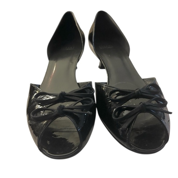 Stuart Weitzman Women's Black Size 11 Patent Leather Open Toe Kitten Heel - Picture 5 of 7